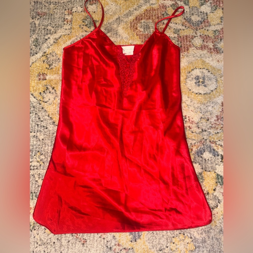 Vintage Red Lace-Trimmed Nightgown